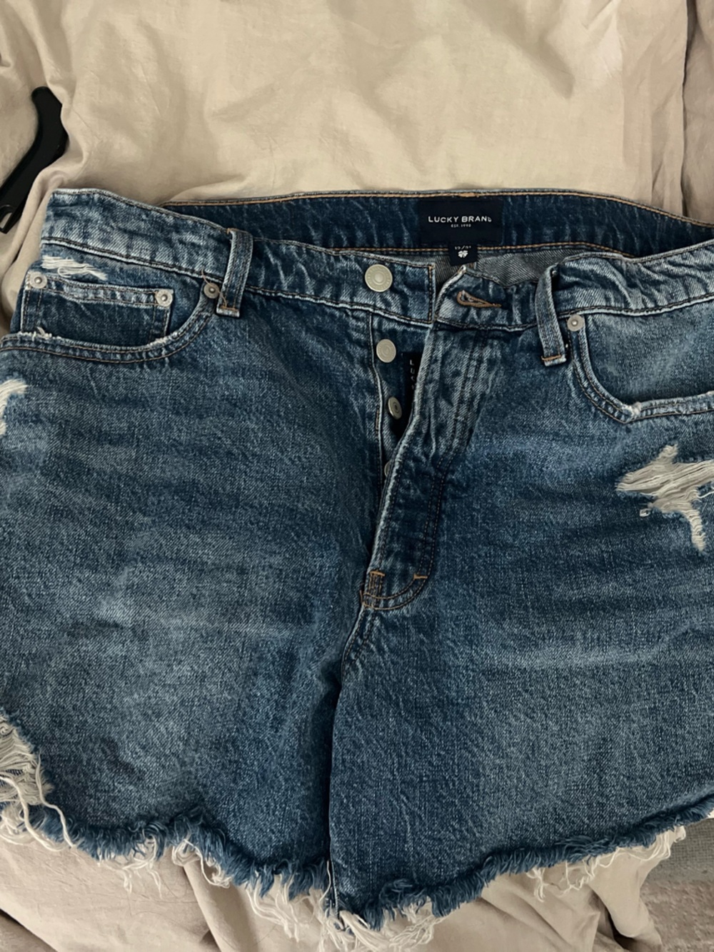 Lucky Brand Distressed Dark Wash Denim Shorts